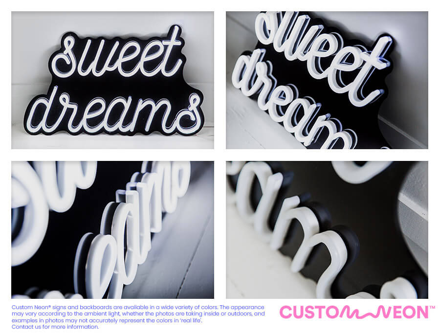 Custom Neon® Signs on Glossy Black Acrylic Backing