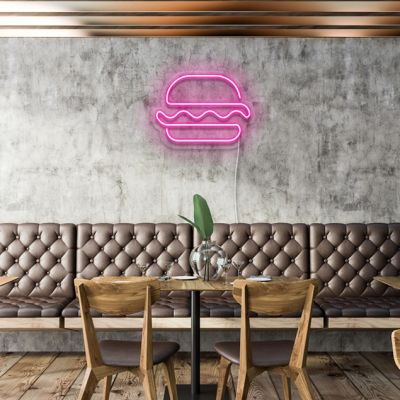 Burger Neon Line Art