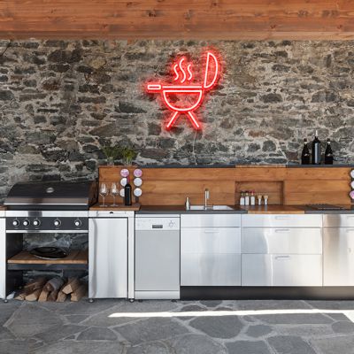 Faux Neon BBQ Grill Sign