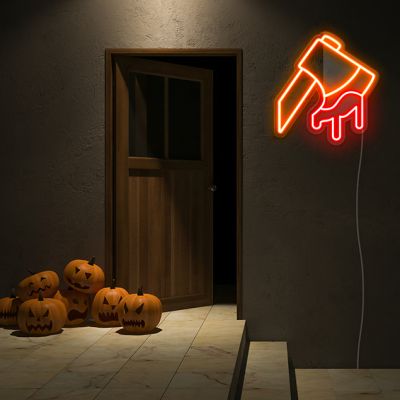 Bloody Axe Halloween Neon Sign