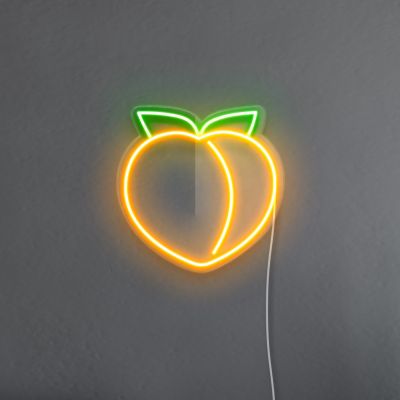 Peach Emoji Neon Sign