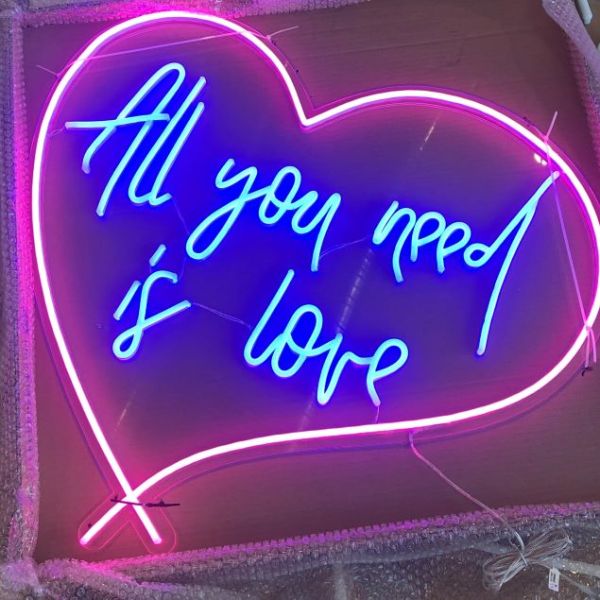 All You Need Is Love Neon Heart pink & blue sign by CUSTOM NEON®