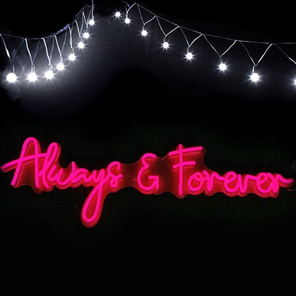 Always & Forever sign in gorgeous pink neon flex - photo from CustomNeon.co.uk