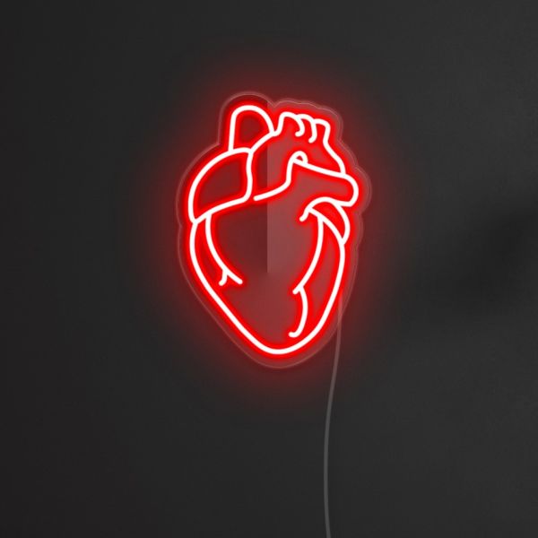 Custom Neon® Anatomical Heart in red on a dark background