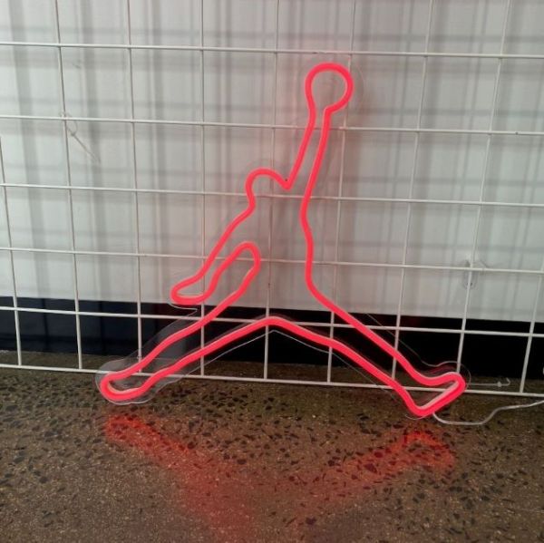 Basketball Star Neon Art shown against a mesh screen not illuminated - photo Custom Neon