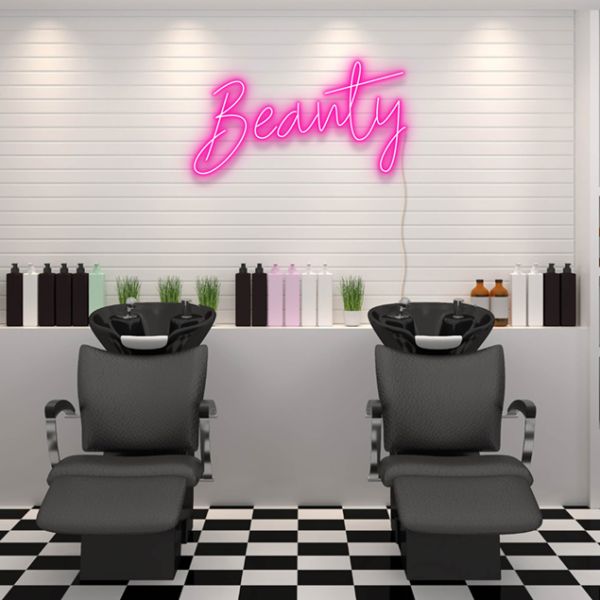 Beauty neon flex sign in a hair salon - from Custom Neon
