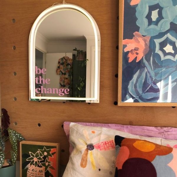 Be the Change LED neon mirrored art @customneon Signs of Change charity range