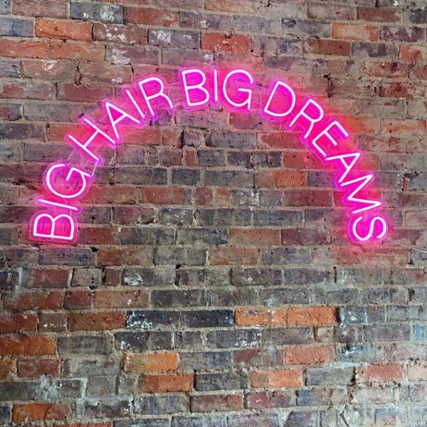 Big Hair Big Dreams pink LED neon sign for hairdressers - made by @customneon for @blo.out.bar