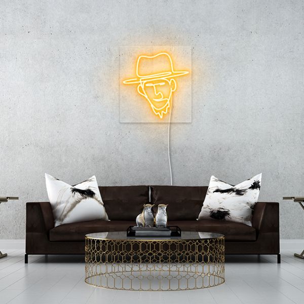 Cowboy Face Line Art: pre-designed LED neon art from Custom Neon®