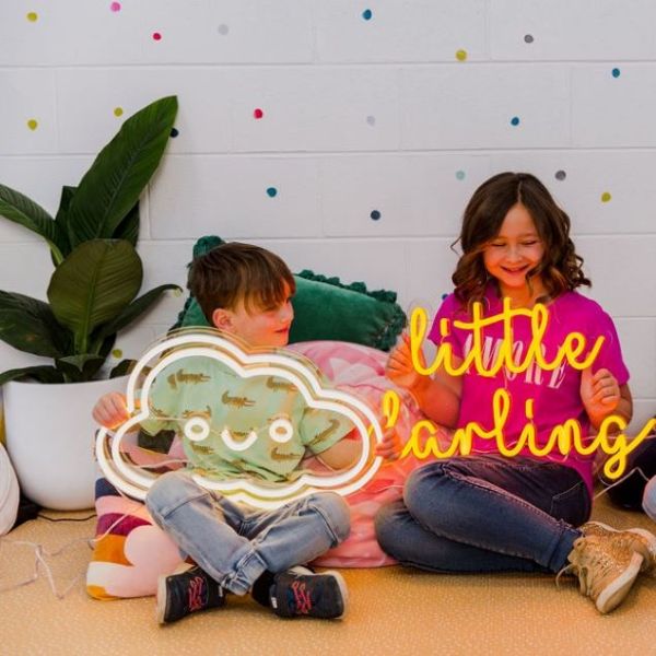 Smiley Cloud LED wall light in warm white -  CUSTOM NEON® Wall Art for Kids