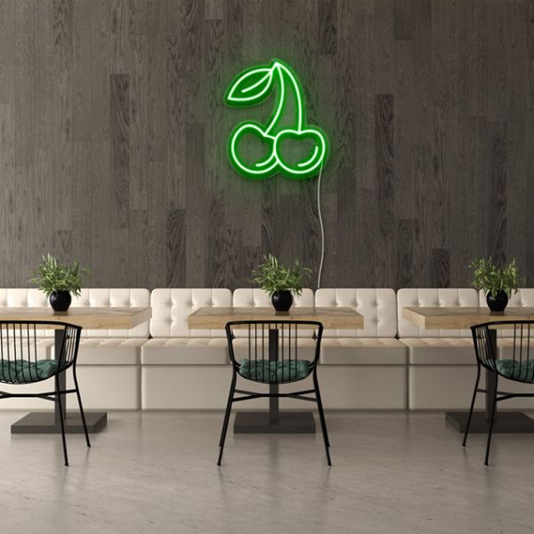 Emoji Cherries Neon Sign: pre-designed LED neon art from Custom Neon®