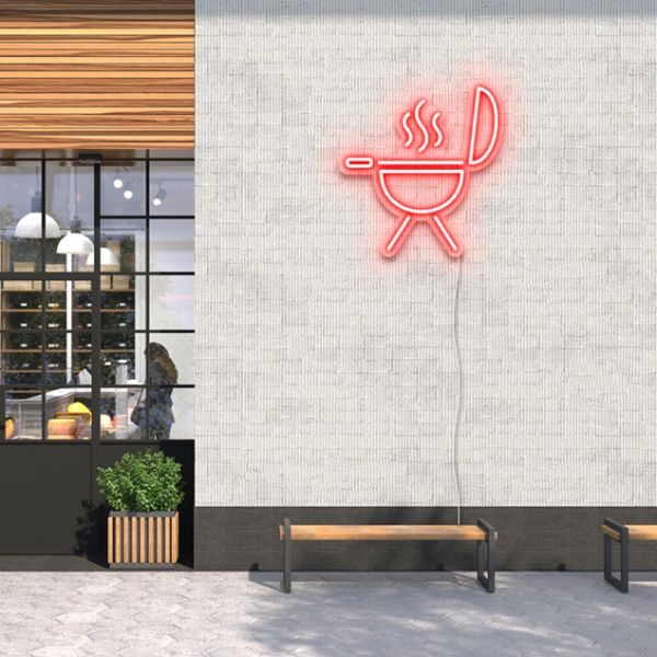 Faux Neon BBQ Grill Sign: pre-designed LED neon art from Custom Neon®
