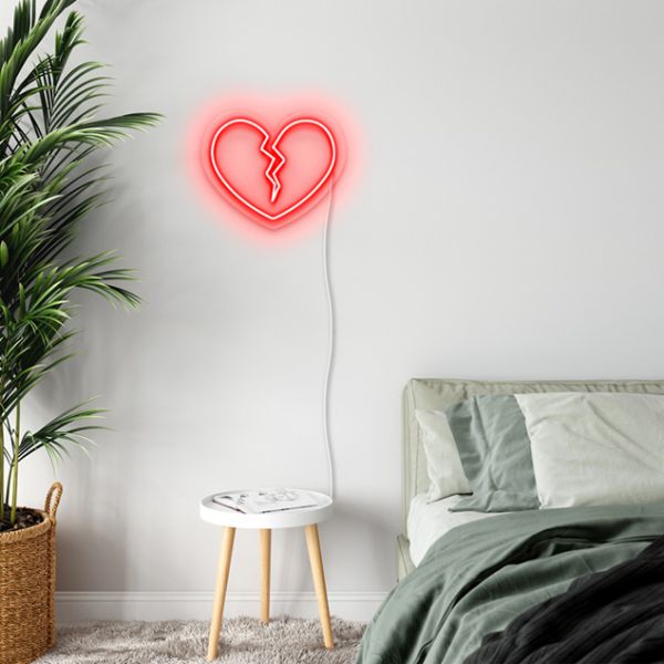 Faux Neon Broken Heart: pre-designed LED neon art from Custom Neon®