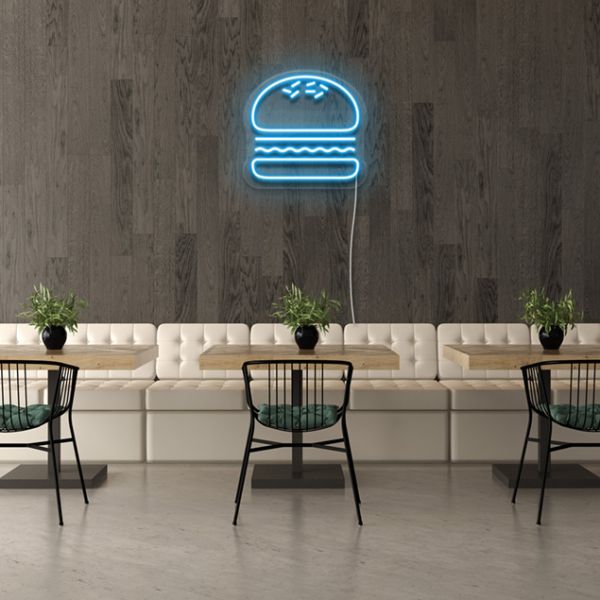 Faux Neon Burger Sesame Bun: pre-designed LED neon art from Custom Neon®