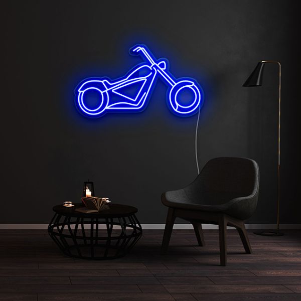 Harley Davidson CUSTOM NEON® motorcycle art in dark blue
