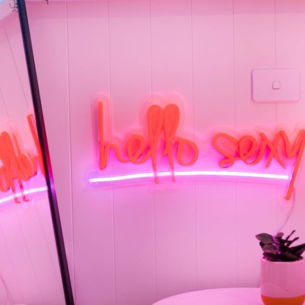 Hello Sexy red and pink light sign mirrored @customneon