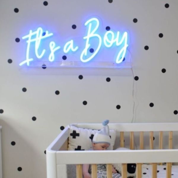 It's a Boy faux neon sign shown as nursery room decor
 - from Custom Neon®