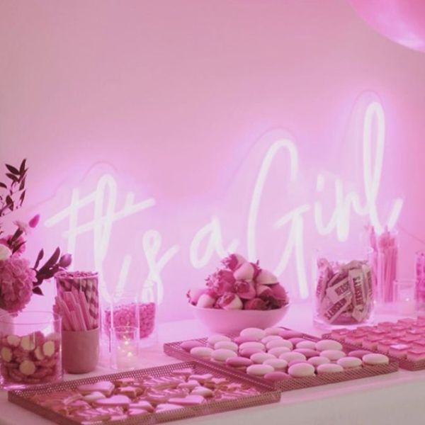 It's a Girl Pink Neon Sign for Baby Showers/Gender Reveals - photo from CustomNeon.co.uk