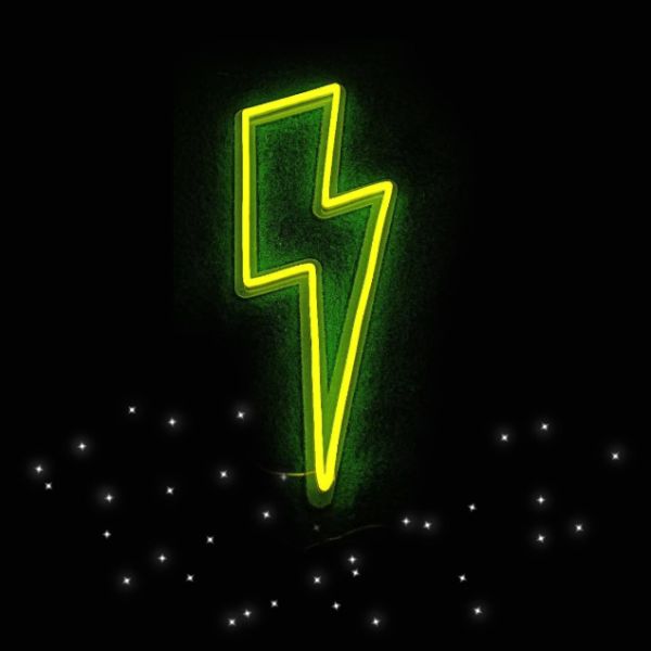 Yellow LED neon flex lightning bolt - from Custom Neon®