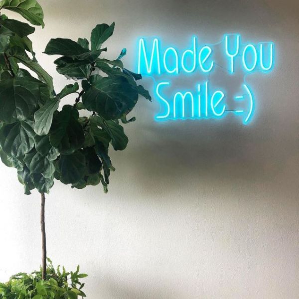 Made You Smile :) blue LED neon art @saxeortho by CUSTOM NEON®