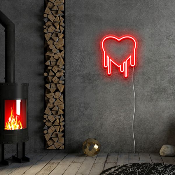 Melting Heart Neon Sign: pre-designed LED neon art from Custom Neon®