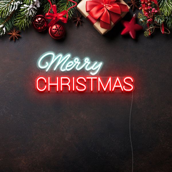 Merry Christmas Red & White LED Neon Sign by CUSTOM NEON®