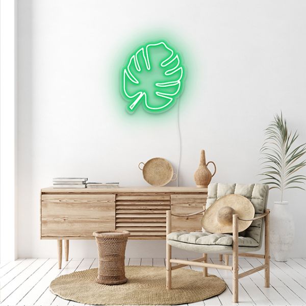 Monstera Leaf green neon art: pre-designed by CUSTOM NEON®