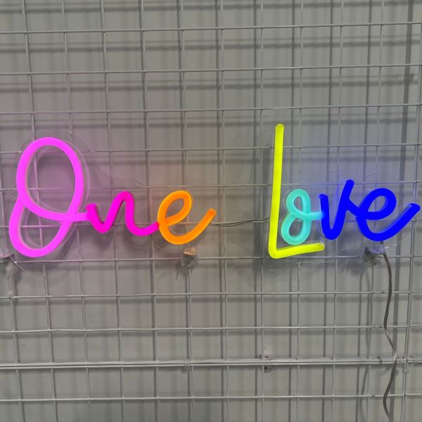 One Love light up word sign in multiple colors from Custom Neon®