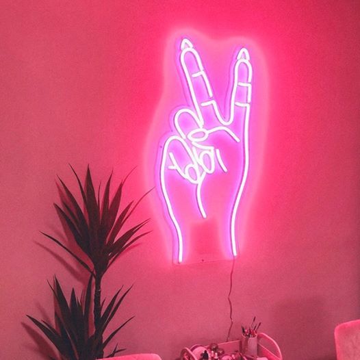 Pink Peace Sign with Nails LED Neon Wall Art by CUSTOM NEON®