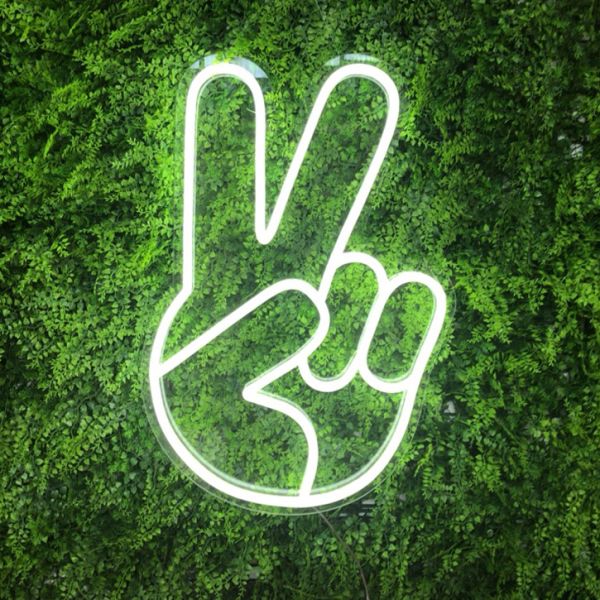 LED Neon Peace Emoji Sign - Photo CustomNeon.co.uk