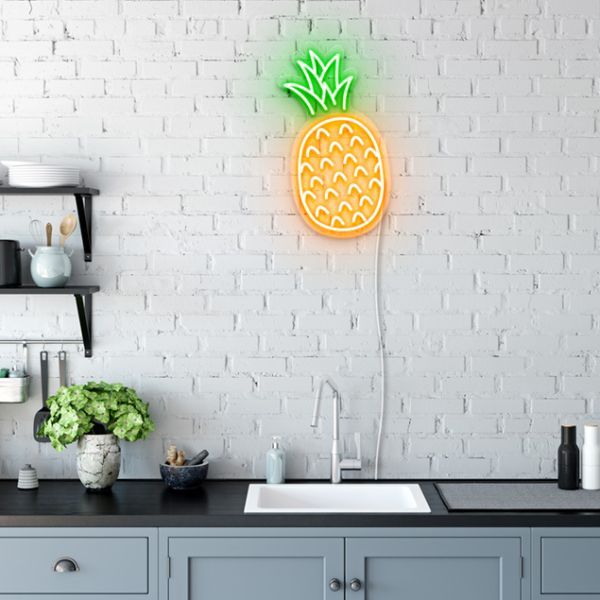 Faux Neon Pineapple Light pre-designed light-up wall art from Custom Neon®
