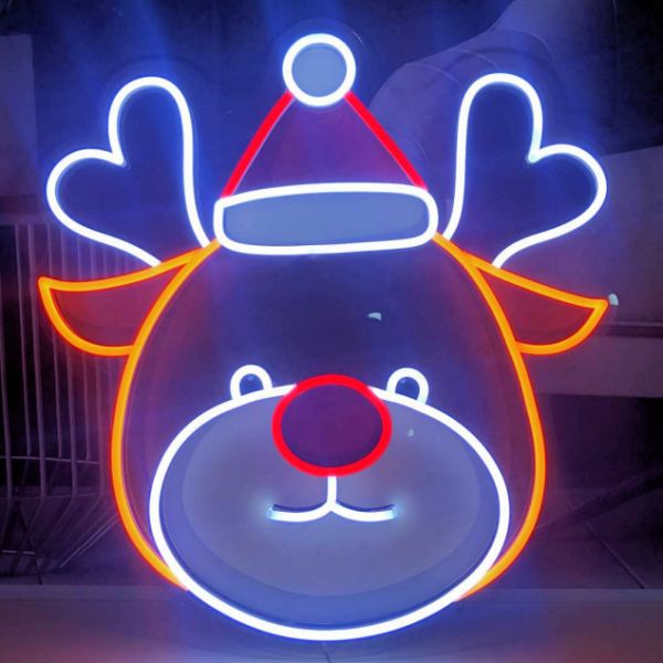 UV printed LED reindeer shown illuminated (turned on) - photo from CustomNeon.co.uk
