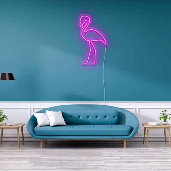 Retro Flamingo Neon Wall Art pre-designed light-up wall art from Custom Neon®