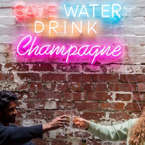 Save Water Drink Champagne neon light sign in 4 colours @customneon