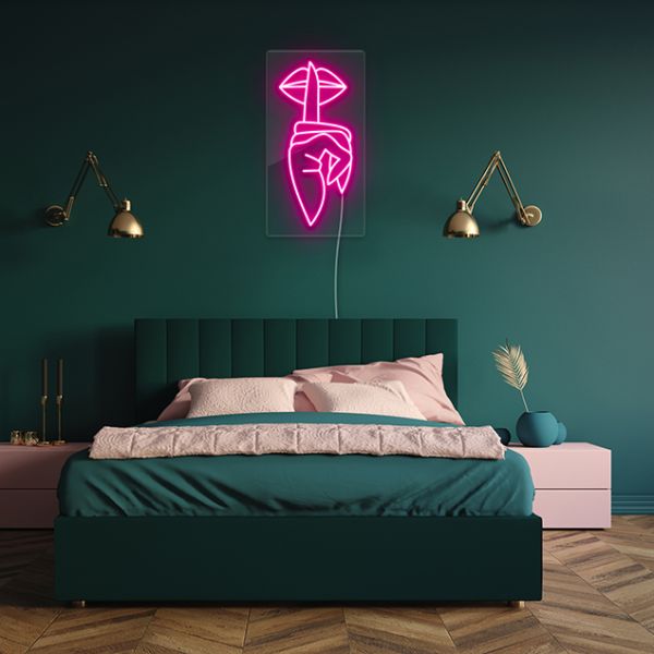 Shhh Lips Light Sign: pre-designed light-up wall art from Custom Neon®