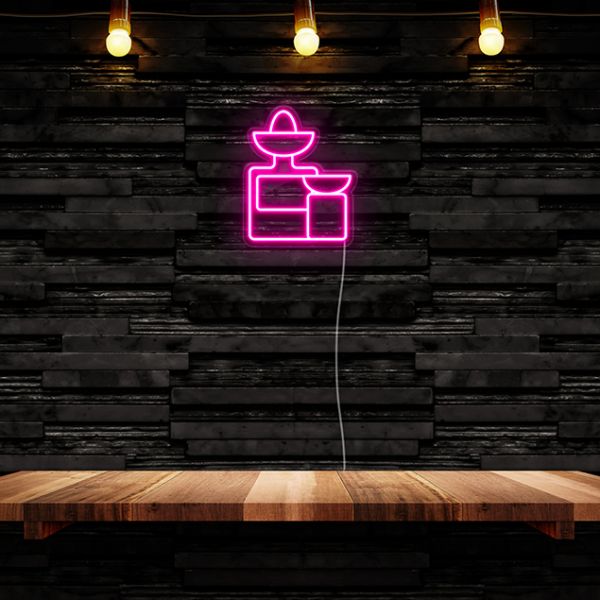 Tequila Bottle Hat & Shot Glass pre-designed light-up wall art from Custom Neon®