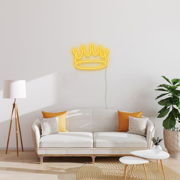 The Crown neon flex wall art in golden yellow - from Custom Neon