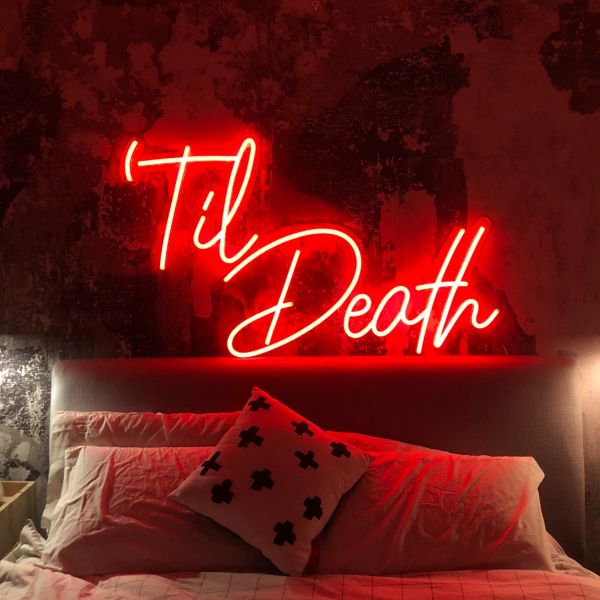 Til Death Red Neon Light Wall Art - photo from CustomNeon.co.uk
