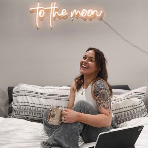 To The Moon off white light sign by CUSTOM NEON® for @scienceandsaintlaurent