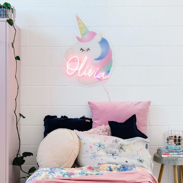 Unicorn LED Neon Name Sign for Kids Room from CustomNeon.co.uk