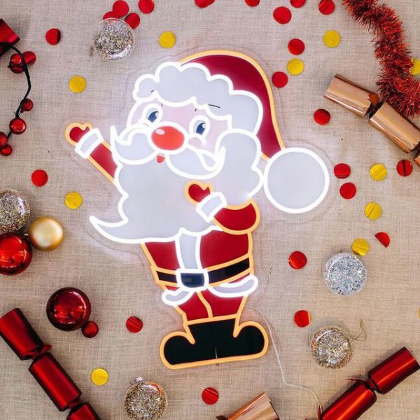 UV printed LED Santa Xmas light up decoration from CustomNeon.co.uk