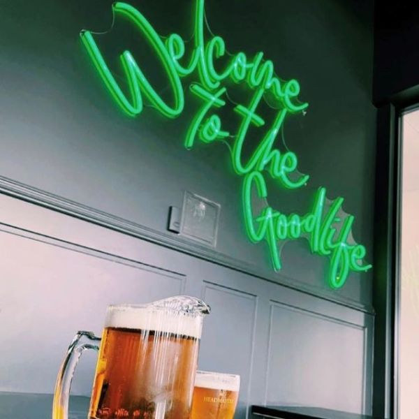 Welcome to the Goodlife green neon sign @whiskytangobar made by CUSTOM NEON®