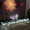 Two Grooms are Better than One LGBTQ+ Friendly Wedding Sign in LED neon flex, shown among other signs from Custom Neon UK