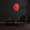 Anatomical Heart Light in red styled on dark wall - by Custom Neon®