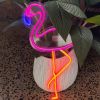 Custom Neon  flamingo sculpture in pink, blue and orange