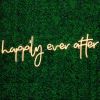 Happily Ever After Portable LED Neon Sign on green wall - photo from CustomNeon.co.uk