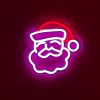 CUSTOM NEON® Light Up Santa shown illuminated against a dark pink wall