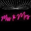 Miss to Mrs LED Neon sign in a cursive font - photo from CustomNeon.co.uk