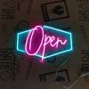 LED neon flex open sign in pink with a blue outline - from CustomNeon.co.uk