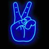 Peace hand blue neon sign - photo from CustomNeon.co.uk
